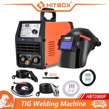 HITBOX-TIG Máquina de solda, HF frio TIG, MMA ARC vara soldador com pulso, HBT2000P, 200A, 1-900ms, inversor IGBT, 2T, 4T