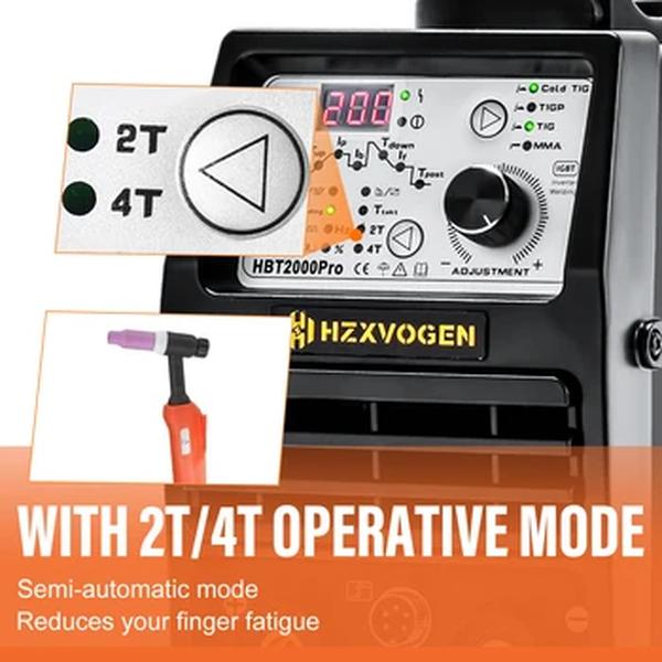 HZXVOGEN-Máquina de solda a frio, 200A, HBT2000P, Soldador TIG ARC com pulso, 2T, 4T, 1-900ms Ajuste, Ponto TIG HF