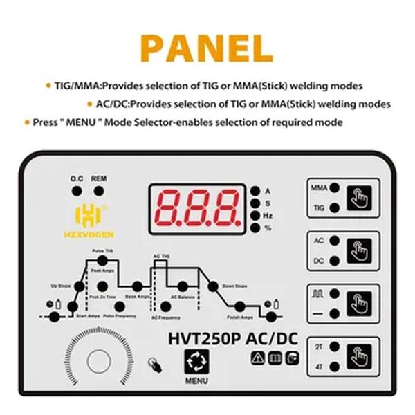 HZXVOGEN-Tig AC/DC Soldador, Máquina De Solda De Alumínio, ARC Stick, IGBT Inversor, Soldador com Pulso, Ferramenta