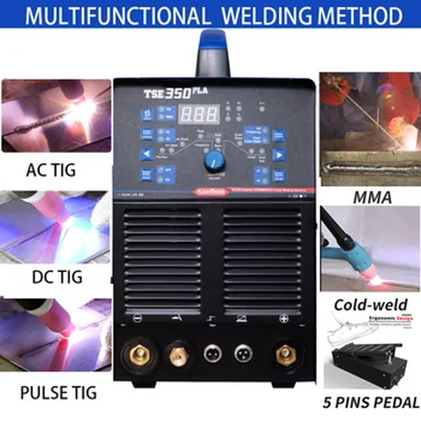 Plasmargon Alumínio Máquina De Solda TIG, 7 em 1 Inversor, Soldador Semi-Automático Sem Gás, AC/DC Pulso, TSE350PLA