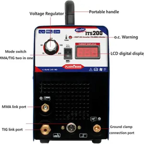 Máquina de soldadura da haste do tungstênio do inversor da c.c. 110v 220v máquina de soldadura tig200a da soldadura do tig de plasmargon máquinas de soldadura do arco do argônio