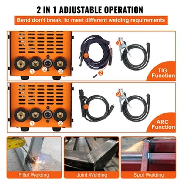 VEVOR-DC máquina de solda inversor, soldador para soldagem de aço, titânio e ligas de cobre, MMA, ARC, TIG, 200A, HF, IGBT, 2-em-1