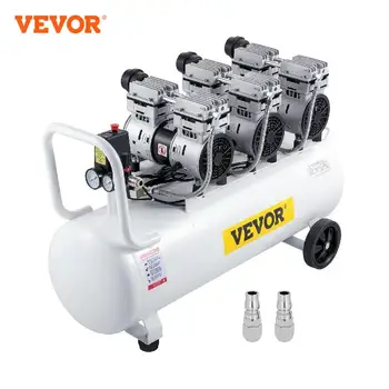 VEVOR-Compressor de ar com manômetro duplo, válvula solenóide segura, 100L, 3HP, 22 galões, ultra silencioso, silencioso, compressor de ar livre de óleo