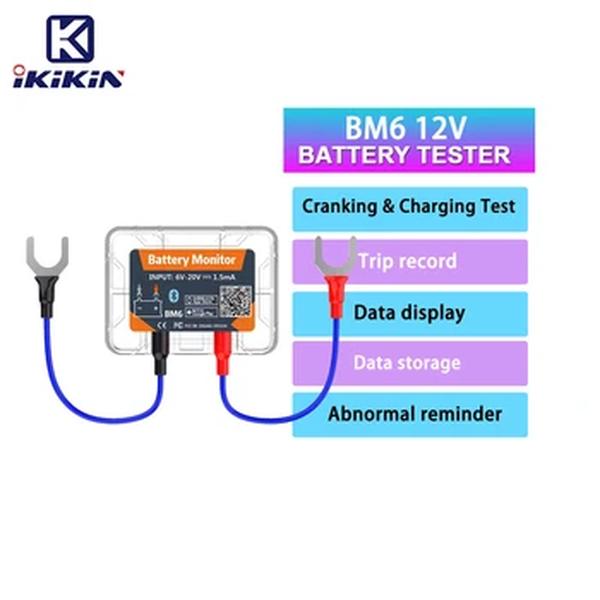 Battery Monitor Tester com Bluetooth, carregamento sem fio, Cranking Teste, Ferramenta de Diagnóstico, 12V, 4.2