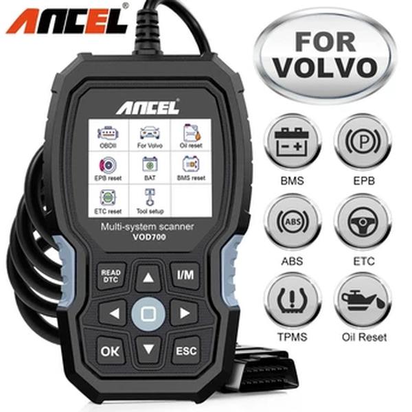 ANCEL-OBD2 ferramenta diagnóstica do varredor, ABS, sangramento, óleo do injetor, ETC, BMS, EPB, TPMS, D.PF, restauração para Volvo, leitor de código do carro, varredura diagnóstica, VOD700