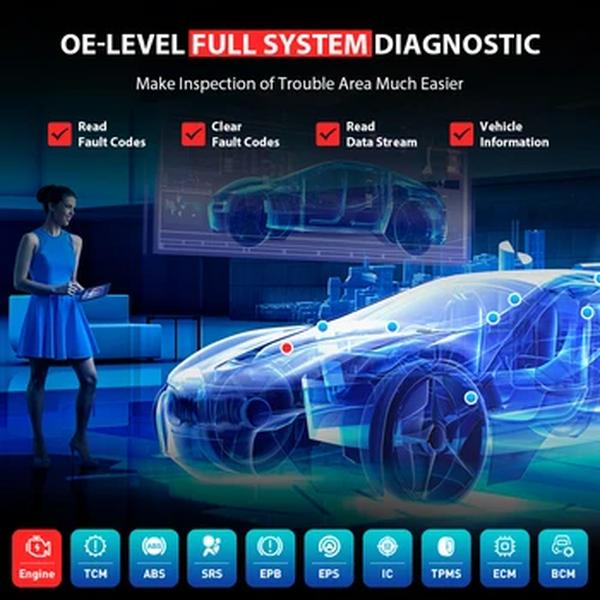 MUCAR-OBD2 Car Ferramentas De Diagnóstico, Profissional Auto Scanner De Código, Codificação ECU, Teste Bidirecional, 34 Reset, OBD 2, VO8