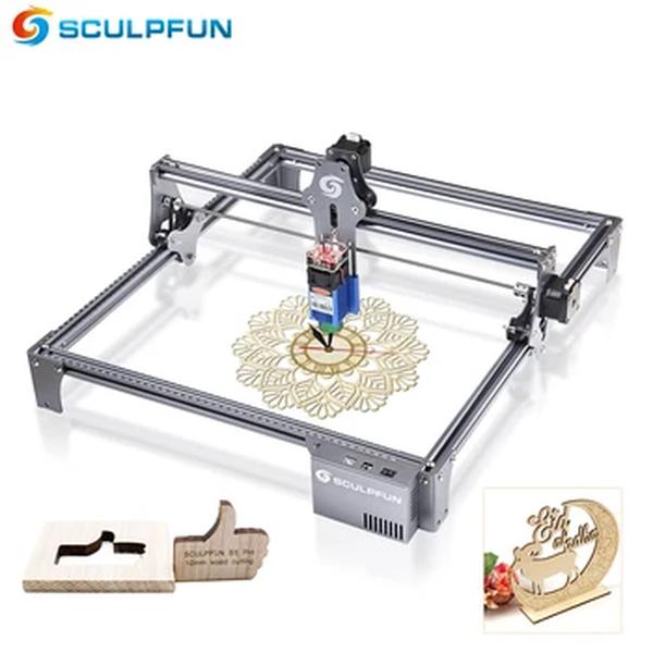 Máquina de Gravação a Laser SCULPFUN, Foco Ultrafino, Alta Precisão, Madeira Acrílica, Gravador CNC, Compressão Spot, S6 Pro, 60W