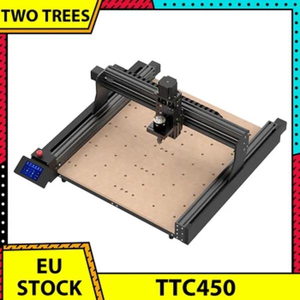 Duas árvores ttc 450 cnc router máquina, 80w motor do eixo, controle de 3 eixos, 0.1mm precisão dimensional, 460x460x80mm