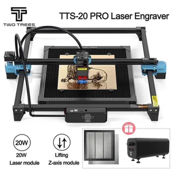 Twotrees-TTS-20 PRO Metal Laser Gravador, 20W, Air Assist, Painel favo de mel, CNC Router, Gravação Metal Corte Madeira