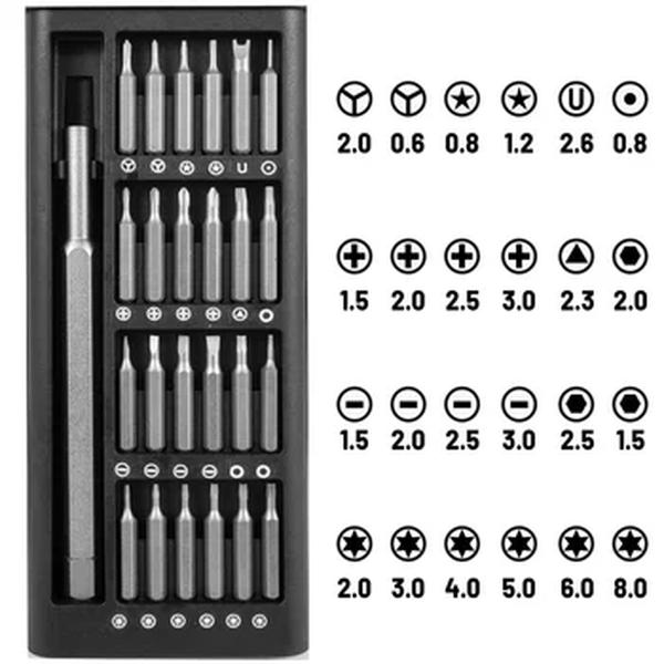 Conjunto de chave de fenda de precisão magnética 25/63 em 1, mini kit de ferramentas para reparo de celular, pc, hardware profissional com brocas hexagonais torx