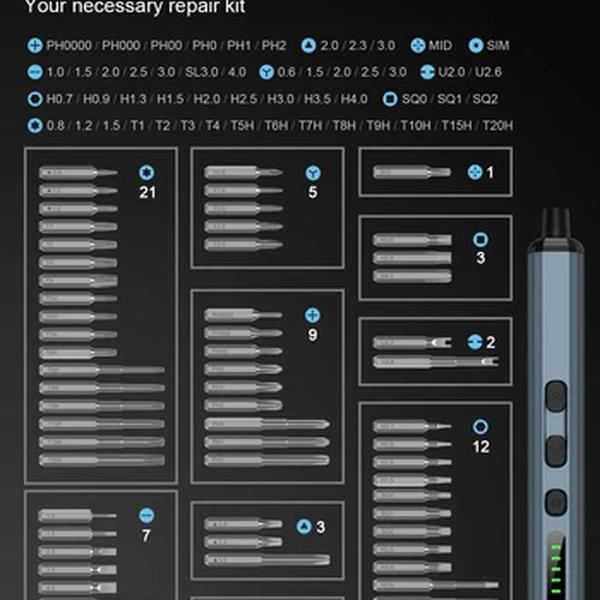Elétrica Screwdriver Set, 5 Configurações de Torque, Precision Power Tool, chave de fenda magnética, Bits para iPhone Óculos, Relógio, PC, 68 em 1