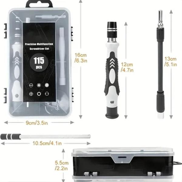 SEMANAS-Conjunto De Chave De Fenda De Precisão, Mini Parafuso Magnético Porcas Bits, Kit Multifuncional De Ferramentas De Reparo Doméstico, 115 em 1 Conjunto