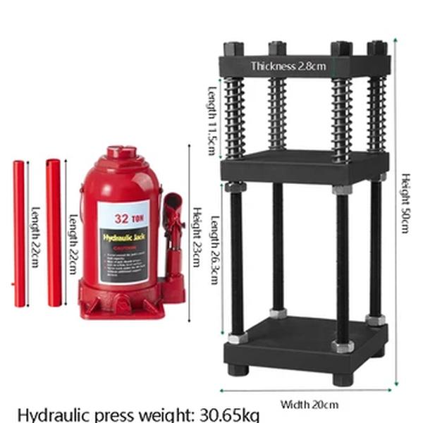 Prensa Hidráulica Vertical Macaco Hidráulico, Molde Jóias Prata Dourada, Quadro de Pressão de Quatro Colunas, Hidráulica Rápida e Precisa, 32 Ton