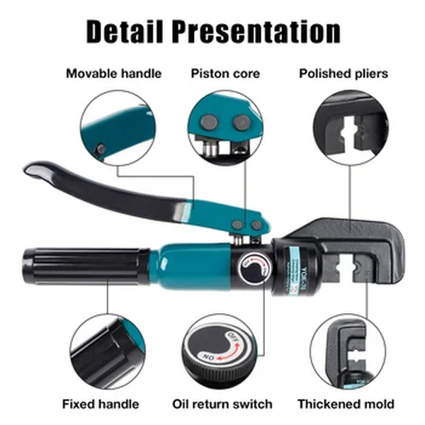 Alicate hidráulico 4,6,8,10,16,25,35,50,70mm², ferramenta de crimpagem hidráulica doméstica, alicate de crimpagem de fiação de cabo DIY, prensa hidráulica 10T
