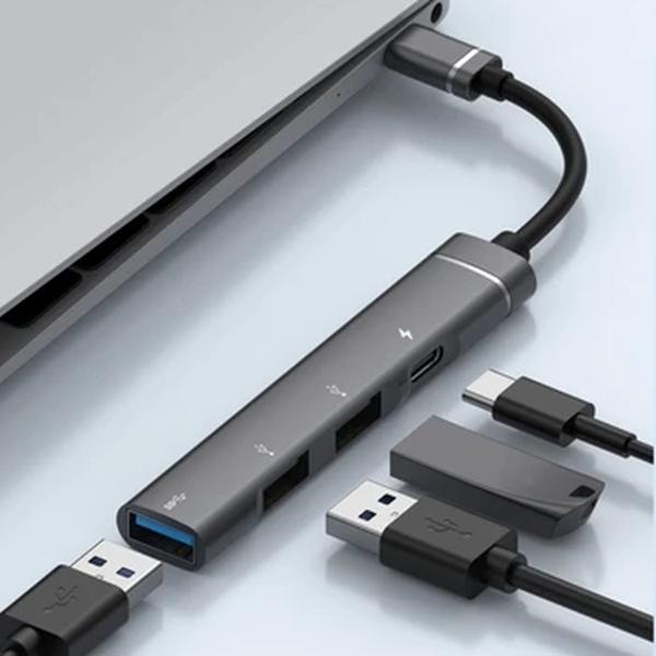 4 em 1 Multifuncional USB C Hub Tipo-C Adaptador Conversor Tipo-C Para PD USB2.0