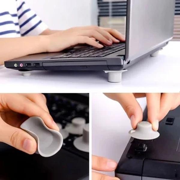 Laptop Computer Cooling Pés, Anti-Slip Suporte de Elevação, Kickstand Ventosa, Redução de Calor Pad, Suporte Universal, Almofada de Canto, 4Pcs