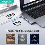 Adaptador MOKN-USB C para Macbook Pro, 4K HDMI, 60Hz, USB C 3.0, SD, TF, PD, 100W, Thunderbolt 3, HUB Video, Acessórios para Computador