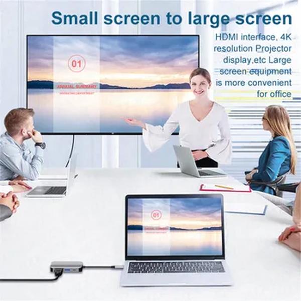 MZX Docking Station, USB 3 0 Hub, Compatível com HDMI, VGA Splitter, Adaptador de Extensão, Tipo C Dock, Laptop, PC, Acessórios de Computador, 4 em 1