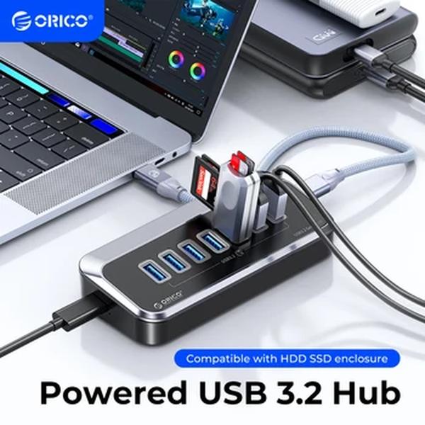 ORICO-Tipo-C Splitter, Adaptador OTG, Porto de Alimentação para MacBook, Acessórios de Computador, Super Speed, 10Gbps, USB 3.2, 10Gbps