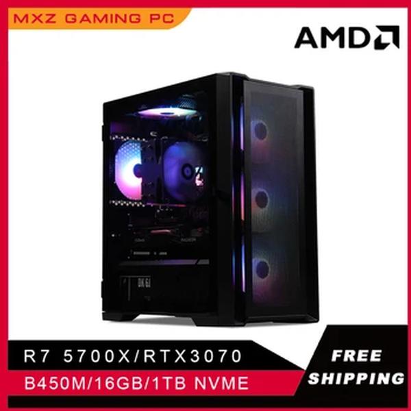 MXZ-PC para jogos de alto desempenho, Computador desktop personalizado, Ryzen R7 5700X RTX3070, 1TB NVME, Windows 10 Pro Key, System Unit PC