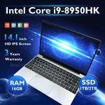 Computador de escritório Intel Core i9, 14.1 Polegada, Windows 11, Computador portátil, PC, 16GB RAM, 1TB, 2TB SSD, Notebook, Desbloqueio de impressões digitais, 8950HK