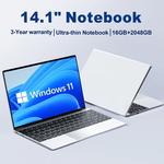 Notebook Windows 11 Pro Ultra Slim, 14.1 ", 16GB RAM, 2TB SSD, Notebook Intel N3700, Gamer, Display 1920x1080, Escritório, Computador de Estudo, PC