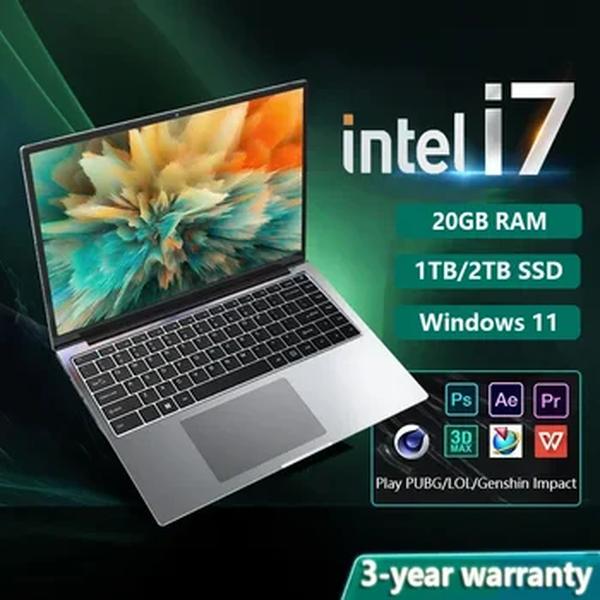 Windows 11 Gaming Laptop, 20GB RAM, 1TB SSD, Intel Core i7, 14.1 ", Resolução 1920x1080, Office, Study Computer, Novos Estilos, 2022