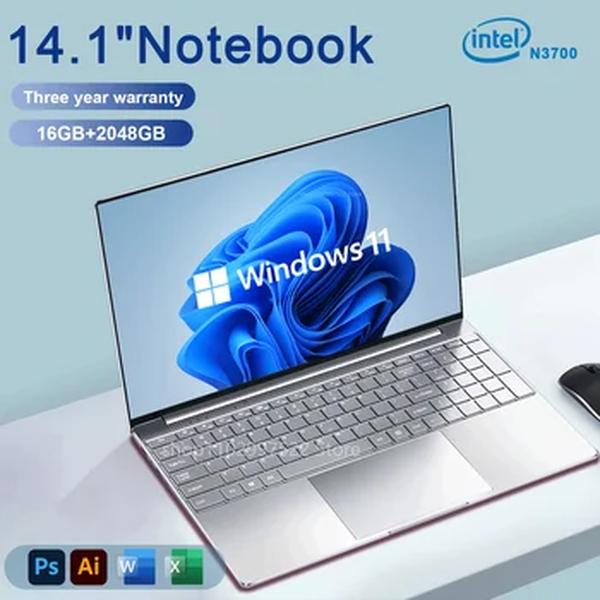 Computador portátil Intel Pentium N3700, 16GB RAM, 2TB SSD, 1920x1080, Windows 11 Pro Unlock, Notebook, Office, Study, Gamer PC, N3700, 2024