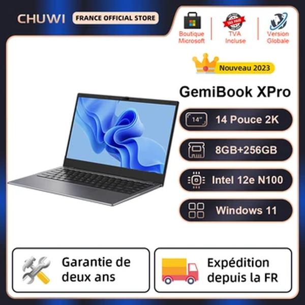 CHUWI-Windows 11 Laptop, GemiBook XPro, tela FHD, Intel Celeron N100 Quad Core, UHD Graphics 600 GPU, 8GB de RAM, 256GB SSD, 14 polegadas