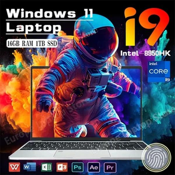 Impressão digital Desbloquear Notebook Laptop, janelas 11, 14.1 Polegada, PC Gamer, Intel Core i9 8950HK, Escritório, Estudo, Jogos Laptops i9