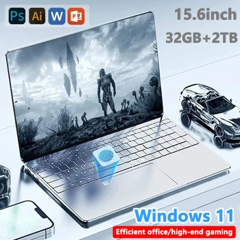 Computador portátil para jogos Intel Windows 11 Pro Office, desbloqueio de impressão digital, teclado retroiluminado, novo N5095, 16 GB, 32GB RAM, SSD 2048GB