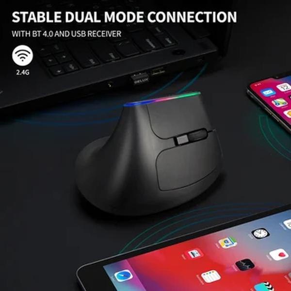 Delux M618C Silencioso Ergonômico Vertical 6 Botões Mouse Gaming Receptor USB RGB 1600 DPI Ratos Ópticos Com Para PC Laptop