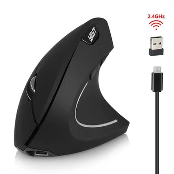 G857 Mouse sem fio recarregável, 2.4G, Vertical, Ergonômico, Jogo vertical, Mouse óptico, 3 níveis de DPI ajustáveis para PC, Laptop