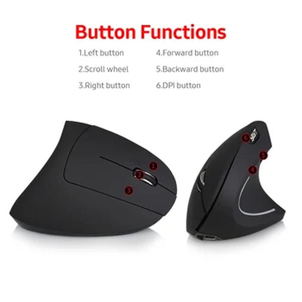 G857 Mouse sem fio recarregável, 2.4G, Vertical, Ergonômico, Jogo vertical, Mouse óptico, 3 níveis de DPI ajustáveis para PC, Laptop