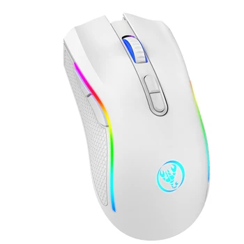 HXSJ-T69 Mouse mecânico sem fio para jogos, 2.4G, RGB, ergonômico, 7 botões programáveis, 4800DPI, Office Gamer