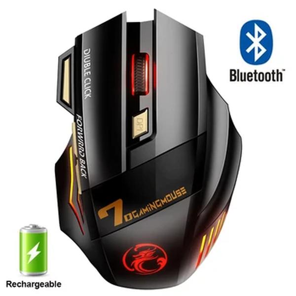 Mouse ergonômico sem fio recarregável com luz de fundo, bluetooth, gamer, jogos, computador, rgb, silencioso, ratos para laptop, pc