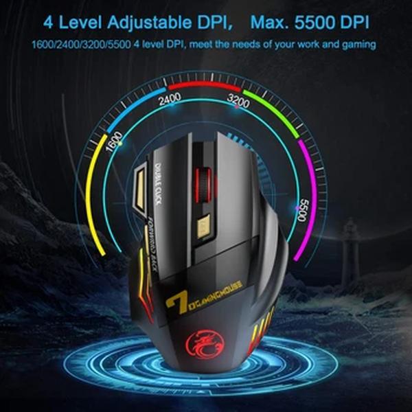 Mouse ergonômico sem fio recarregável com luz de fundo, bluetooth, gamer, jogos, computador, rgb, silencioso, ratos para laptop, pc