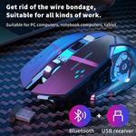 Mouse sem fio recarregável para computador de jogos, Mouse Bluetooth silencioso, USB, Retroiluminação mecânica de esportes eletrônicos, PC Gamer