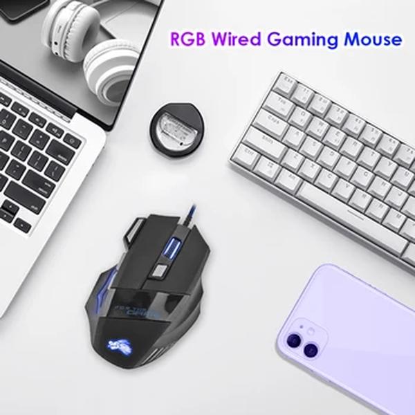 Rato de jogos com fio 7 botão backlit ergonômico usb ratos 5500 dpi backlight ajustável ratos ópticos para computador gamer desktop