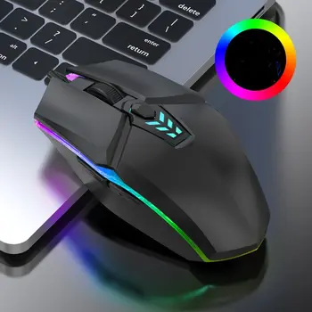 Wired Gaming Mouse 1600 DPI Optical 6 Button USB Mouse Com RGB BackLight Mute Mice Para Desktop Laptop Computer Gamer Mouse