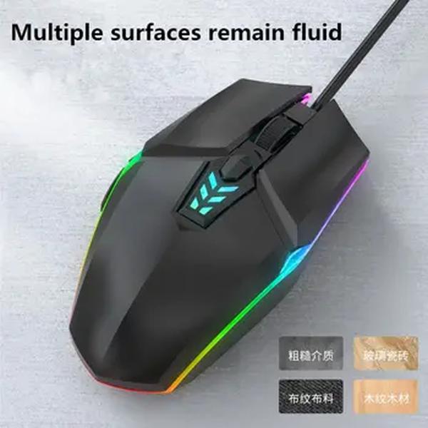 Wired Gaming Mouse 1600 DPI Optical 6 Button USB Mouse Com RGB BackLight Mute Mice Para Desktop Laptop Computer Gamer Mouse