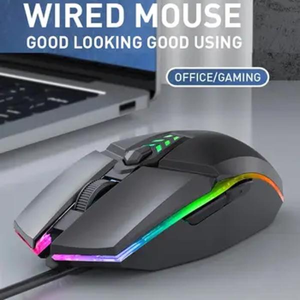 Wired Gaming Mouse 1600 DPI Optical 6 Button USB Mouse Com RGB BackLight Mute Mice Para Desktop Laptop Computer Gamer Mouse