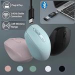 Mouse silencioso sem fio com modo duplo, Mouse óptico recarregável, Compatível com Bluetooth, MacBook Laptop, Jogo para PC, Escritório, 1600 DPI, 2.4G