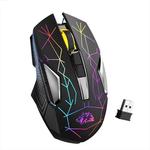 Rato para jogos sem fio X18, Sensor óptico retroiluminado RGB Rainbow, Ratos ergonômicos recarregáveis para Windows e Mac, 3 DPI