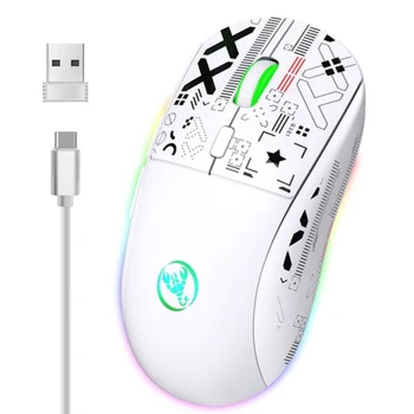 Hxsj-Mouse ergonômico mecânico sem fio, 10 milhões de teclas, 11 modos de iluminação RGB, 2.4G, 3600DPI, T90