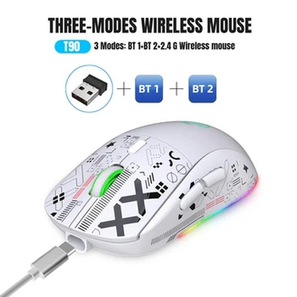 Hxsj-Mouse ergonômico mecânico sem fio, 10 milhões de teclas, 11 modos de iluminação RGB, 2.4G, 3600DPI, T90