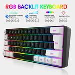 RGB Backlight Wired Mini Teclado Gaming, Ultra Compacto, Impermeável, Pequeno Compacto, 61 Teclas, Fit para PC, Mac Gamers, 60%