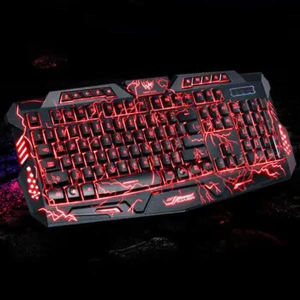 652F LED Teclado retroiluminado arco-íris com fio Crack Padrão Teclado para jogos computador PC