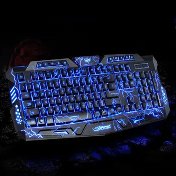 652F LED Teclado retroiluminado arco-íris com fio Crack Padrão Teclado para jogos computador PC