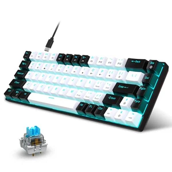 Teclado mecânico para jogos, LED retroiluminado, Interruptor azul, Ergonômico RGB, Quente, Trocável, Jogos, PC, Laptop, Escritório, 68 Chaves